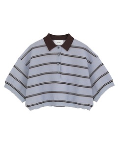 CLANE SHEER POLO KNIT TOPS サイズ1 CLANE/クラネ】SPONGY SHEER POLO KNIT TOPS/スポンジシアーポロニット