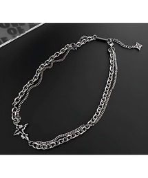 BENUSTA（ベヌスタ）の「A'GEM/9 × .kom 『BENUSTA /ベヌスタ』Star Motif Layered Chain Necklace/クロスモチーフ レイヤードチェーンネックレス（ネックレス）」