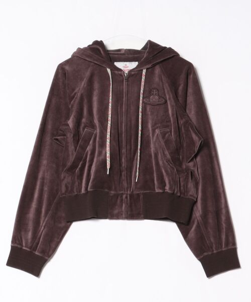 Vivienne Westwood（ヴィヴィアンウエストウッド）の「オーガニックコットンベロア　ジップフーディー（その他アウター・レディース・ライトブラウン/ブラック・FREE）」の2枚目の写真
