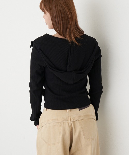 RAY CASSIN（レイカズン）の「フードヘンリーロンT（Tシャツ/カットソー・レディース・グレー/グレイッシュベージュ/ブラック/アイボリー・FREE）」の22枚目の写真