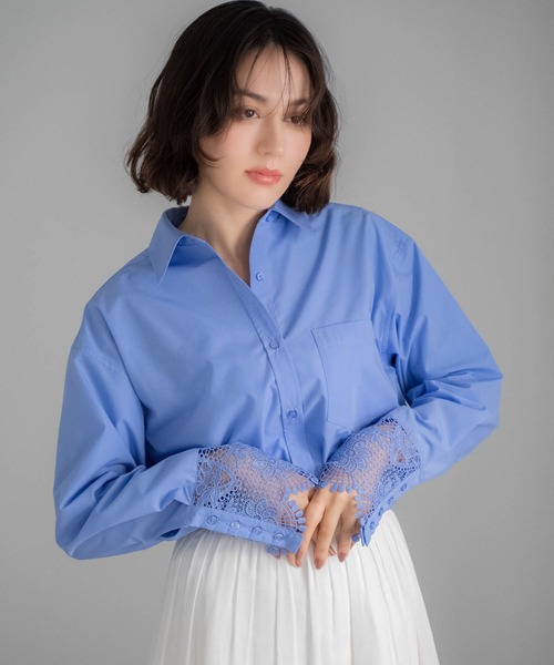 NOELA（ノエラ）の「レースカフスシャツ（シャツ/ブラウス・レディース・オフホワイト/ブルー・フリー）」の2枚目の写真