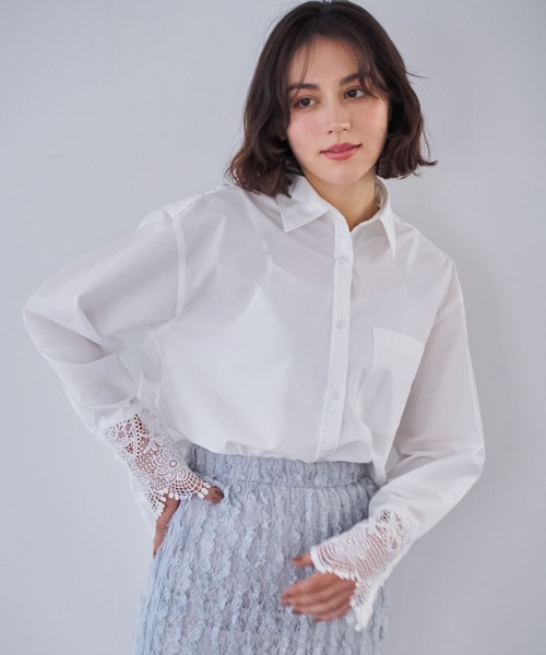 NOELA（ノエラ）の「レースカフスシャツ（シャツ/ブラウス・レディース・オフホワイト/ブルー・フリー）」の8枚目の写真