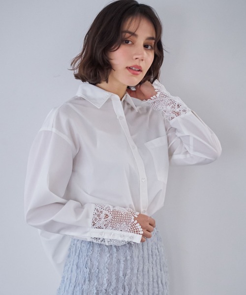 NOELA（ノエラ）の「レースカフスシャツ（シャツ/ブラウス・レディース・オフホワイト/ブルー・フリー）」の7枚目の写真