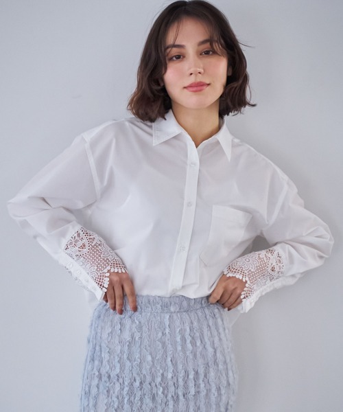 NOELA（ノエラ）の「レースカフスシャツ（シャツ/ブラウス・レディース・オフホワイト/ブルー・フリー）」の6枚目の写真