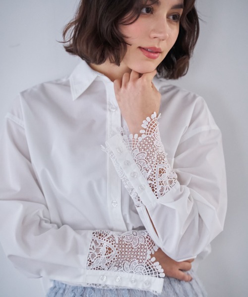 NOELA（ノエラ）の「レースカフスシャツ（シャツ/ブラウス・レディース・オフホワイト/ブルー・フリー）」の4枚目の写真