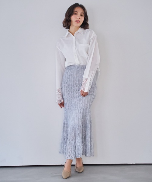 NOELA（ノエラ）の「レースカフスシャツ（シャツ/ブラウス・レディース・オフホワイト/ブルー・フリー）」の3枚目の写真