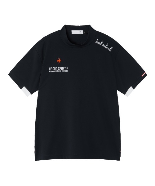 le coq sportif GOLF(ルコックスポルティフゴルフ)の「【le coq sportif GOLF】吸汗速乾/ストレッチ/遮熱/UV CUT(UPF50+) マーキングデザイン半袖モックネックシャツ ゴルフウェア(Tシャツ/カットソー・メンズ・ベージュ/ネイビー/ホワイト・XL/L/M/3L)」の1枚目の写真