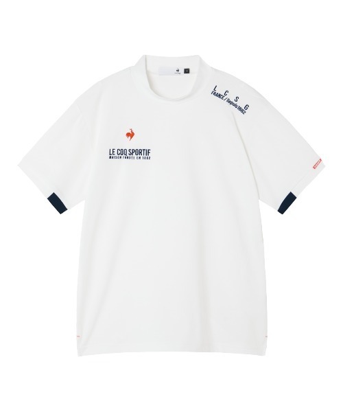 le coq sportif GOLF(ルコックスポルティフゴルフ)の「【le coq sportif GOLF】吸汗速乾/ストレッチ/遮熱/UV CUT(UPF50+) マーキングデザイン半袖モックネックシャツ ゴルフウェア(Tシャツ/カットソー・メンズ・ベージュ/ネイビー/ホワイト・XL/L/M/3L)」の2枚目の写真