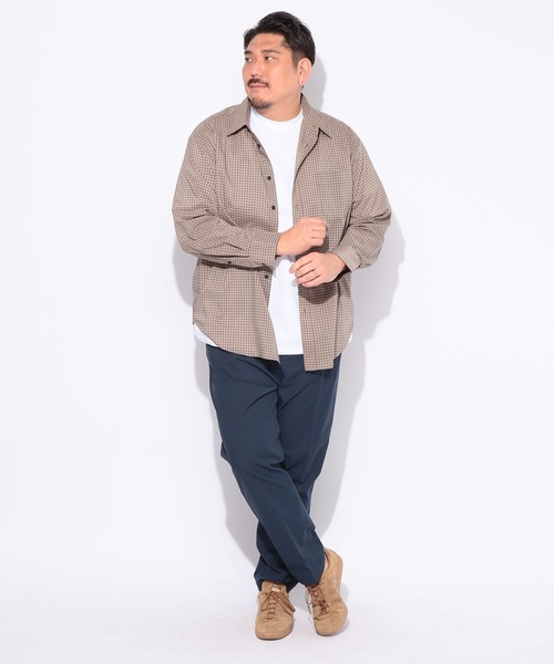 B&T CLUB(ビーティークラブ)の「ノーアイロン シャツ 長袖 メンズ 大きいサイズ チェック ストライプ ストレッチ B&T CLUB (ビーアンドティークラブ)(シャツ/ブラウス・メンズ・ブラウン/ブルー/ネイビー/ホワイト・X2(4L~5L)/X1(3L~4L)/X3(6L~7L))」の5枚目の写真