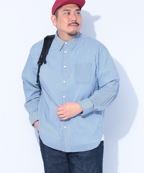 B&T CLUB(ビーティークラブ)の「ノーアイロン シャツ 長袖 メンズ 大きいサイズ チェック ストライプ ストレッチ B&T CLUB (ビーアンドティークラブ)(シャツ/ブラウス・メンズ・ブラウン/ブルー/ネイビー/ホワイト・X2(4L~5L)/X1(3L~4L)/X3(6L~7L))」の14枚目の写真