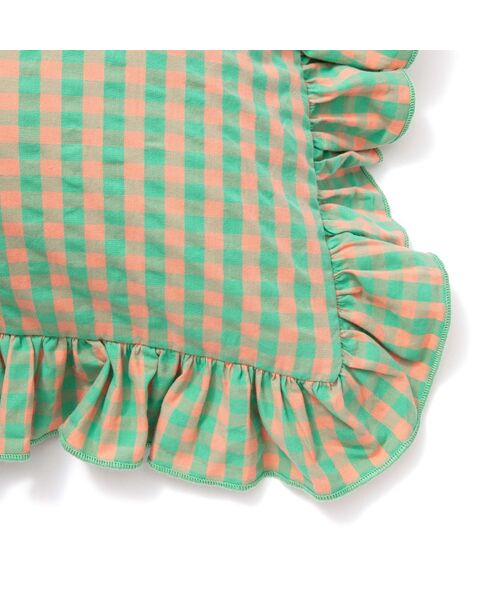 Francfranc（フランフラン）の「フリルチェック クッションカバー 450×450 グリーン×オレンジ（A-053）（クッション/クッションカバー・レディース・グリーン・FREE）」の3枚目の写真