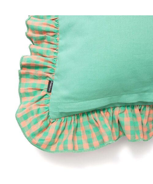 Francfranc（フランフラン）の「フリルチェック クッションカバー 450×450 グリーン×オレンジ（A-053）（クッション/クッションカバー・レディース・グリーン・FREE）」の4枚目の写真