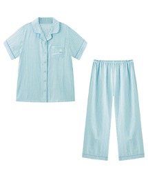 combimini（コンビミニ）の「半袖前開きガーゼママパジャマ（先染めストライプ）（ルームウェア/パジャマ）」