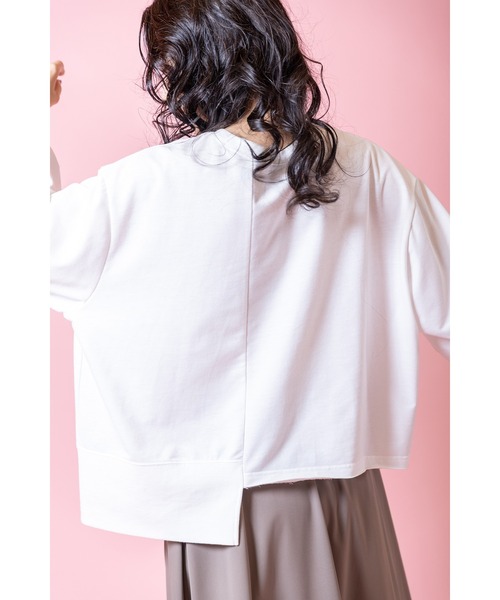 OSMOSIS（オズモーシス）の「箔プリント切替プルオーバー（Tシャツ/カットソー・レディース・ホワイト/ブラック/アッシュグレー・ONE SIZE）」の9枚目の写真