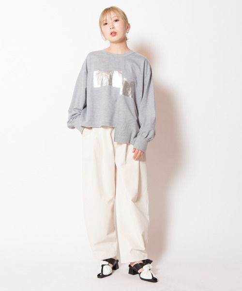 OSMOSIS（オズモーシス）の「箔プリント切替プルオーバー（Tシャツ/カットソー・レディース・ホワイト/ブラック/アッシュグレー・ONE SIZE）」の17枚目の写真