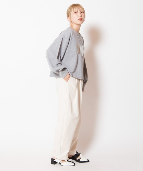 OSMOSIS（オズモーシス）の「箔プリント切替プルオーバー（Tシャツ/カットソー・レディース・ホワイト/ブラック/アッシュグレー・ONE SIZE）」の19枚目の写真