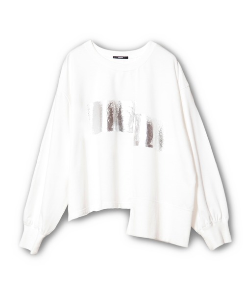 OSMOSIS（オズモーシス）の「箔プリント切替プルオーバー（Tシャツ/カットソー・レディース・ホワイト/ブラック/アッシュグレー・ONE SIZE）」の22枚目の写真