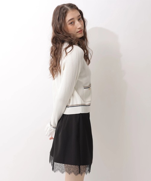 Rirandture（リランドチュール）の「フリルレイヤードニットジャケット（ニット/セーター・レディース・グレー/ピンク/ネイビー/ホワイト・2）」の5枚目の写真