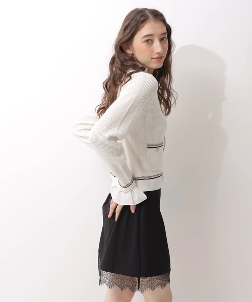 Rirandture（リランドチュール）の「フリルレイヤードニットジャケット（ニット/セーター・レディース・グレー/ピンク/ネイビー/ホワイト・2）」の6枚目の写真