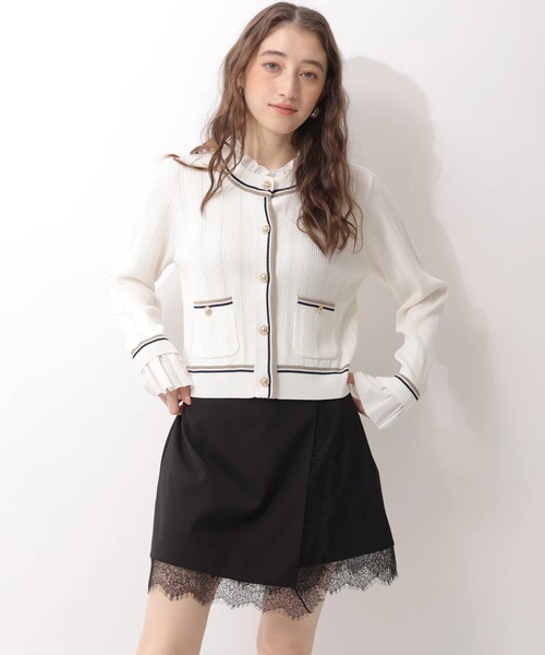 Rirandture（リランドチュール）の「フリルレイヤードニットジャケット（ニット/セーター・レディース・グレー/ピンク/ネイビー/ホワイト・2）」の8枚目の写真