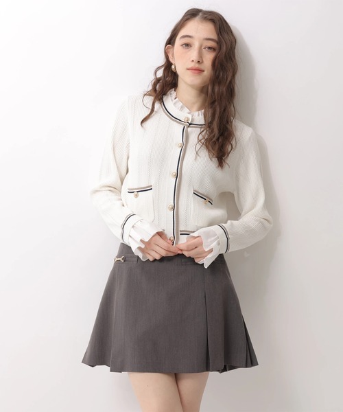 Rirandture（リランドチュール）の「フリルレイヤードニットジャケット（ニット/セーター・レディース・グレー/ピンク/ネイビー/ホワイト・2）」の13枚目の写真