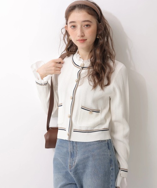 Rirandture（リランドチュール）の「フリルレイヤードニットジャケット（ニット/セーター・レディース・グレー/ピンク/ネイビー/ホワイト・2）」の18枚目の写真