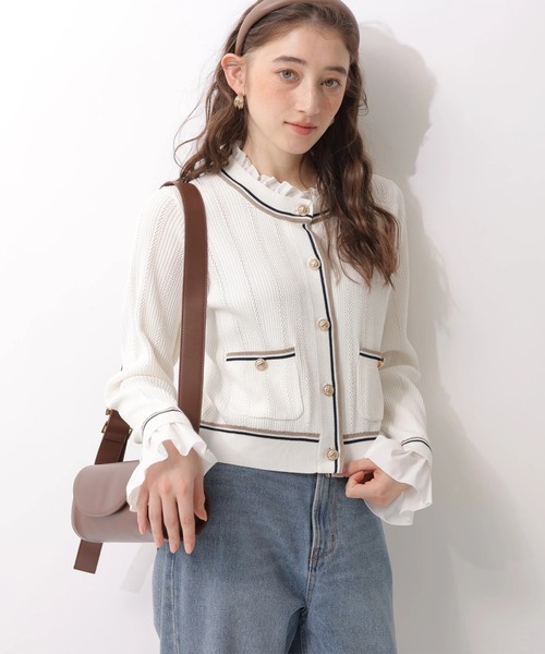 Rirandture（リランドチュール）の「フリルレイヤードニットジャケット（ニット/セーター・レディース・グレー/ピンク/ネイビー/ホワイト・2）」の20枚目の写真