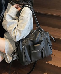 LA VORAGINE（ラ ヴォラジネ）の「大容量2WAY　スクエアボストンバッグ/ショルダーバッグ（ボストンバッグ）」