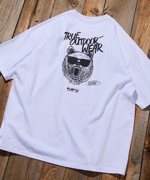 FREAK'S STORE(フリークスストア)の「限定展開 KAVU×FREAK'S STORE カブー 別注 ビッグシルエット バックプリント Tシャツ BEAR(Tシャツ/カットソー・メンズ・ホワイト/スミクロ/アッシュグレー/グレイッシュベージュ・LARGE/MEDIUM/SMALL)」の7枚目の写真