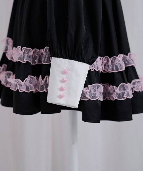 Magia Charm（マギアチャーム）の「リボンフリルサテンワンピース（ワンピース・レディース・ブラック・F）」の12枚目の写真