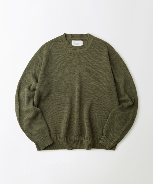 Льняной Fisherman Crew Neck Knit — свитер‑фишерман, светло‑зелёный