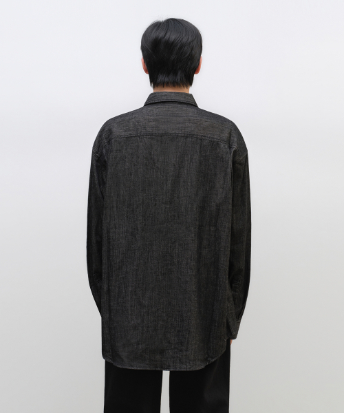 MUSINSA STANDARD（ムシンサスタンダード）の「オーバーサイズデニムシャツ [ローブラック]（シャツ/ブラウス・メンズ・その他・SMALL/MEDIUM/LARGE/X-LARGE/2XL）」の3枚目の写真