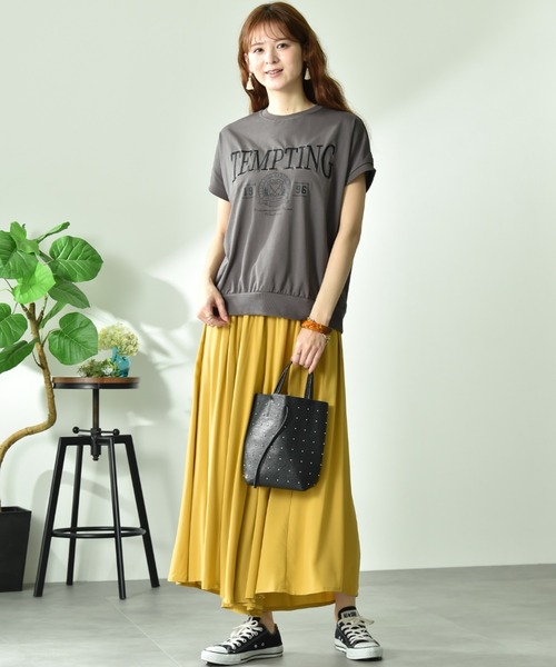 INTERPLANET(インタープラネット)の「【UV・接触冷感】カレッジ刺繍プリントT(Tシャツ/カットソー・レディース・チャコールグレー/モカ・FREE)」の11枚目の写真