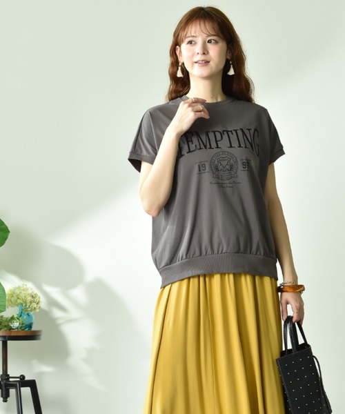 INTERPLANET(インタープラネット)の「【UV・接触冷感】カレッジ刺繍プリントT(Tシャツ/カットソー・レディース・チャコールグレー/モカ・FREE)」の12枚目の写真