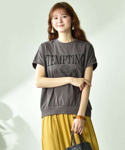 INTERPLANET(インタープラネット)の「【UV・接触冷感】カレッジ刺繍プリントT(Tシャツ/カットソー・レディース・チャコールグレー/モカ・FREE)」の13枚目の写真