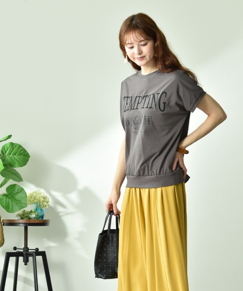 INTERPLANET(インタープラネット)の「【UV・接触冷感】カレッジ刺繍プリントT(Tシャツ/カットソー・レディース・チャコールグレー/モカ・FREE)」の14枚目の写真