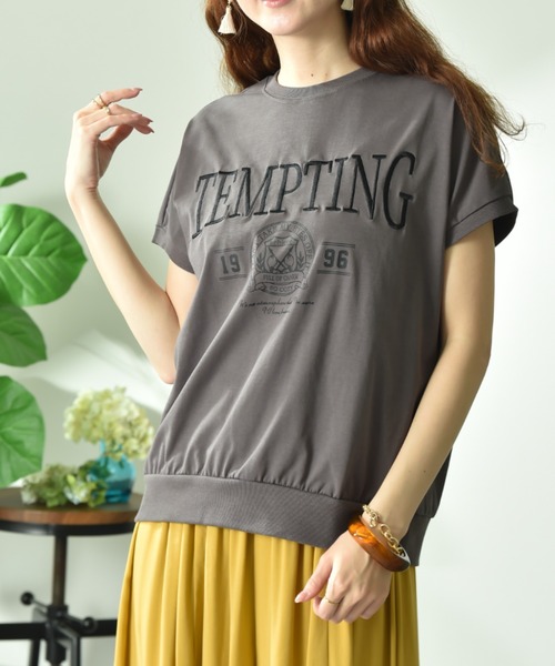 INTERPLANET(インタープラネット)の「【UV・接触冷感】カレッジ刺繍プリントT(Tシャツ/カットソー・レディース・チャコールグレー/モカ・FREE)」の19枚目の写真