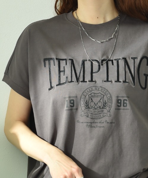 INTERPLANET(インタープラネット)の「【UV・接触冷感】カレッジ刺繍プリントT(Tシャツ/カットソー・レディース・チャコールグレー/モカ・FREE)」の6枚目の写真