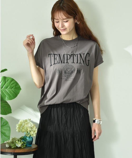 INTERPLANET(インタープラネット)の「【UV・接触冷感】カレッジ刺繍プリントT(Tシャツ/カットソー・レディース・チャコールグレー/モカ・FREE)」の5枚目の写真