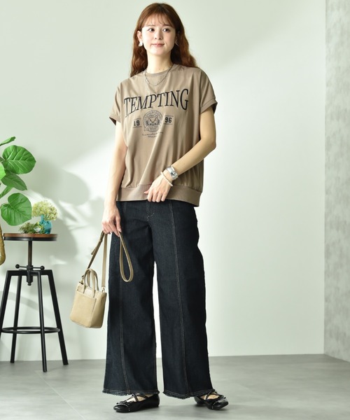 INTERPLANET(インタープラネット)の「【UV・接触冷感】カレッジ刺繍プリントT(Tシャツ/カットソー・レディース・チャコールグレー/モカ・FREE)」の22枚目の写真
