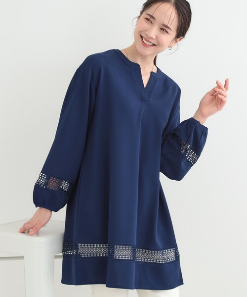 SHOO・LA・RUE（シューラルー）の「レース切り替えチュニックワンピース（チュニック・レディース・ネイビー/グリーン系/ライトグレー・04/03/02/01）」の3枚目の写真