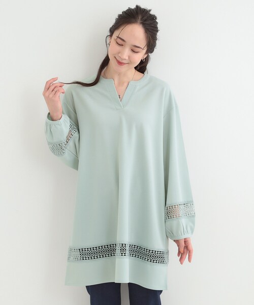 SHOO・LA・RUE（シューラルー）の「レース切り替えチュニックワンピース（チュニック・レディース・ネイビー/グリーン系/ライトグレー・04/03/02/01）」の8枚目の写真