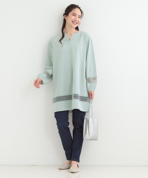 SHOO・LA・RUE（シューラルー）の「レース切り替えチュニックワンピース（チュニック・レディース・ネイビー/グリーン系/ライトグレー・04/03/02/01）」の10枚目の写真