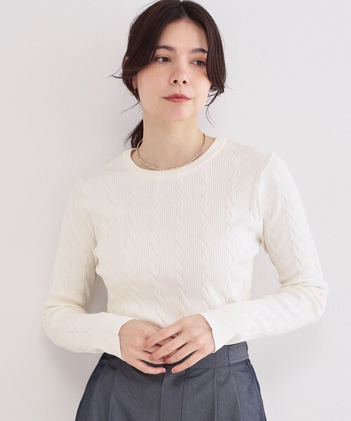 seebychloe ざっくり編みニット オフホワイト セーター ケーブル編み ざっくり編み ホワイト グレー ライトブラウン