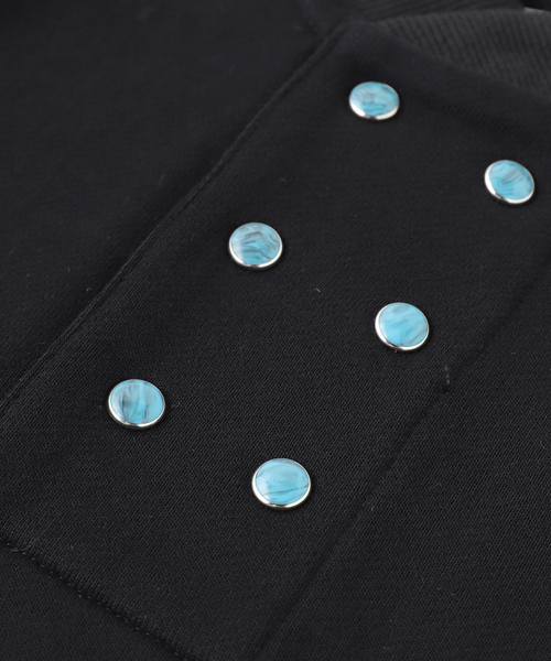 PHINGERIN（フィンガリン）の「PHINGERIN / フィンガリン DOUBLE HENLEY STONE SNAP SWEAT（スウェット・メンズ・ホワイト/ブラック・MEDIUM）」の4枚目の写真