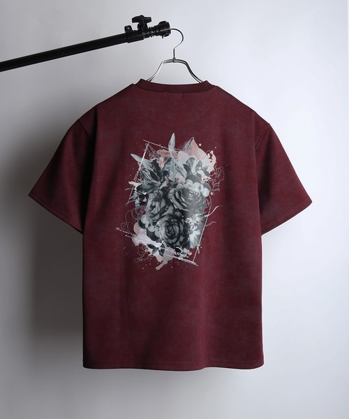 WESTSEA(ウエストシー)の「ヴィンテージライク フラワー バックプリントTシャツ / 花柄グラフィック オーバーサイズ 半袖Tシャツ(Tシャツ/カットソー・メンズ・ブラック/ワイン・L/M)」の1枚目の写真