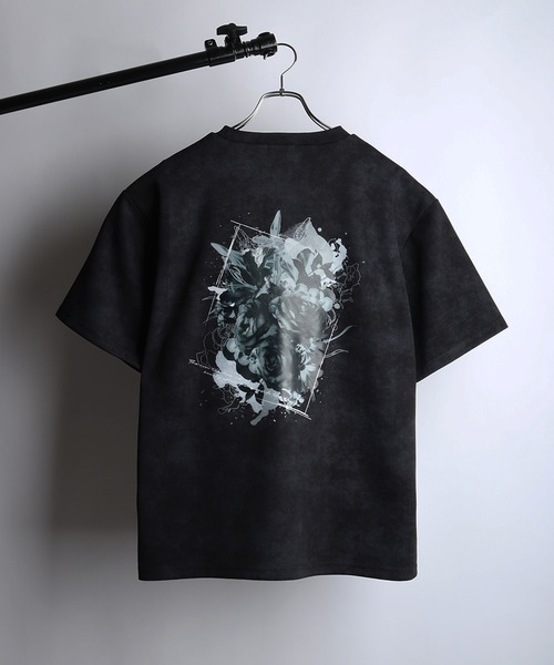WESTSEA(ウエストシー)の「ヴィンテージライク フラワー バックプリントTシャツ / 花柄グラフィック オーバーサイズ 半袖Tシャツ(Tシャツ/カットソー・メンズ・ブラック/ワイン・L/M)」の2枚目の写真