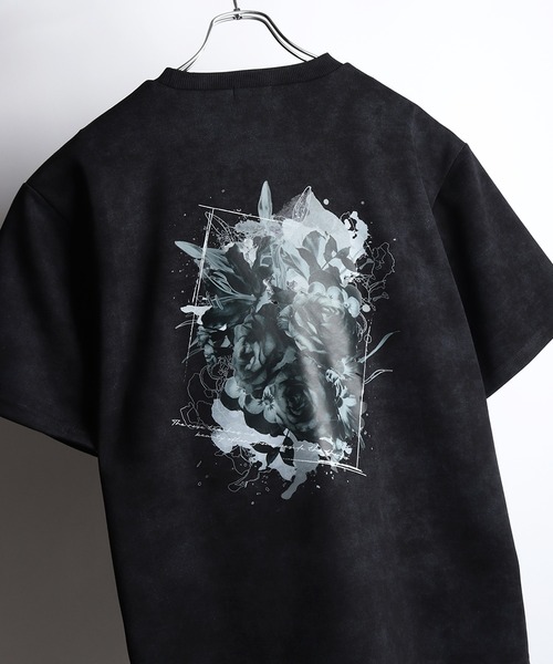 WESTSEA(ウエストシー)の「ヴィンテージライク フラワー バックプリントTシャツ / 花柄グラフィック オーバーサイズ 半袖Tシャツ(Tシャツ/カットソー・メンズ・ブラック/ワイン・L/M)」の4枚目の写真