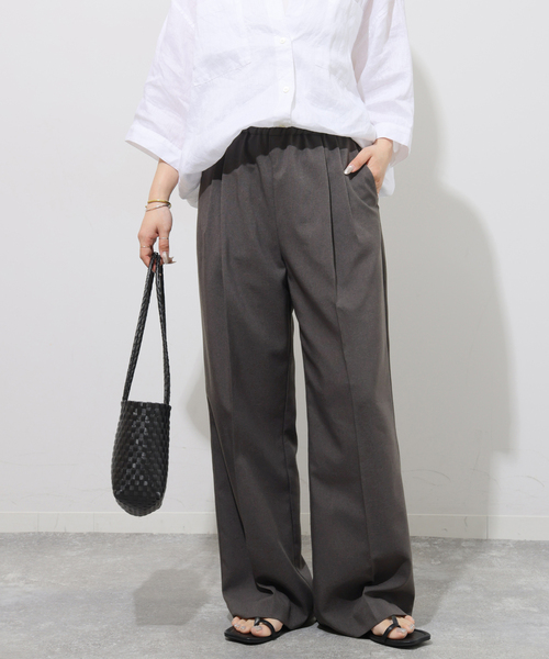 JOURNAL STANDARD relume（ジャーナルスタンダード　レリューム）の「《WEB限定追加2》マットウースフレアタックパンツ（スラックス・レディース・ブラック/チャコールグレー/グレー/ネイビー・38/36）」の3枚目の写真