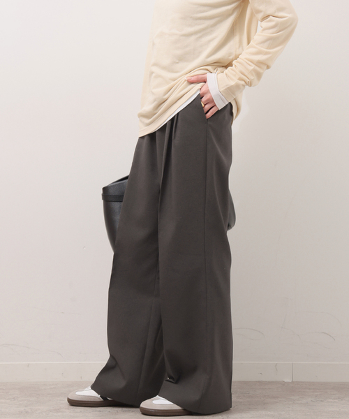 JOURNAL STANDARD relume（ジャーナルスタンダード　レリューム）の「《WEB限定追加2》マットウースフレアタックパンツ（スラックス・レディース・ブラック/チャコールグレー/グレー/ネイビー・38/36）」の6枚目の写真